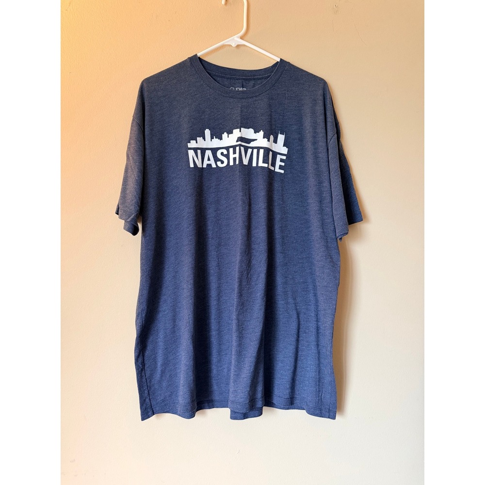 FWD Clothing Co Nashville Skyline Graphic Tee Heather Navy Men's XXL